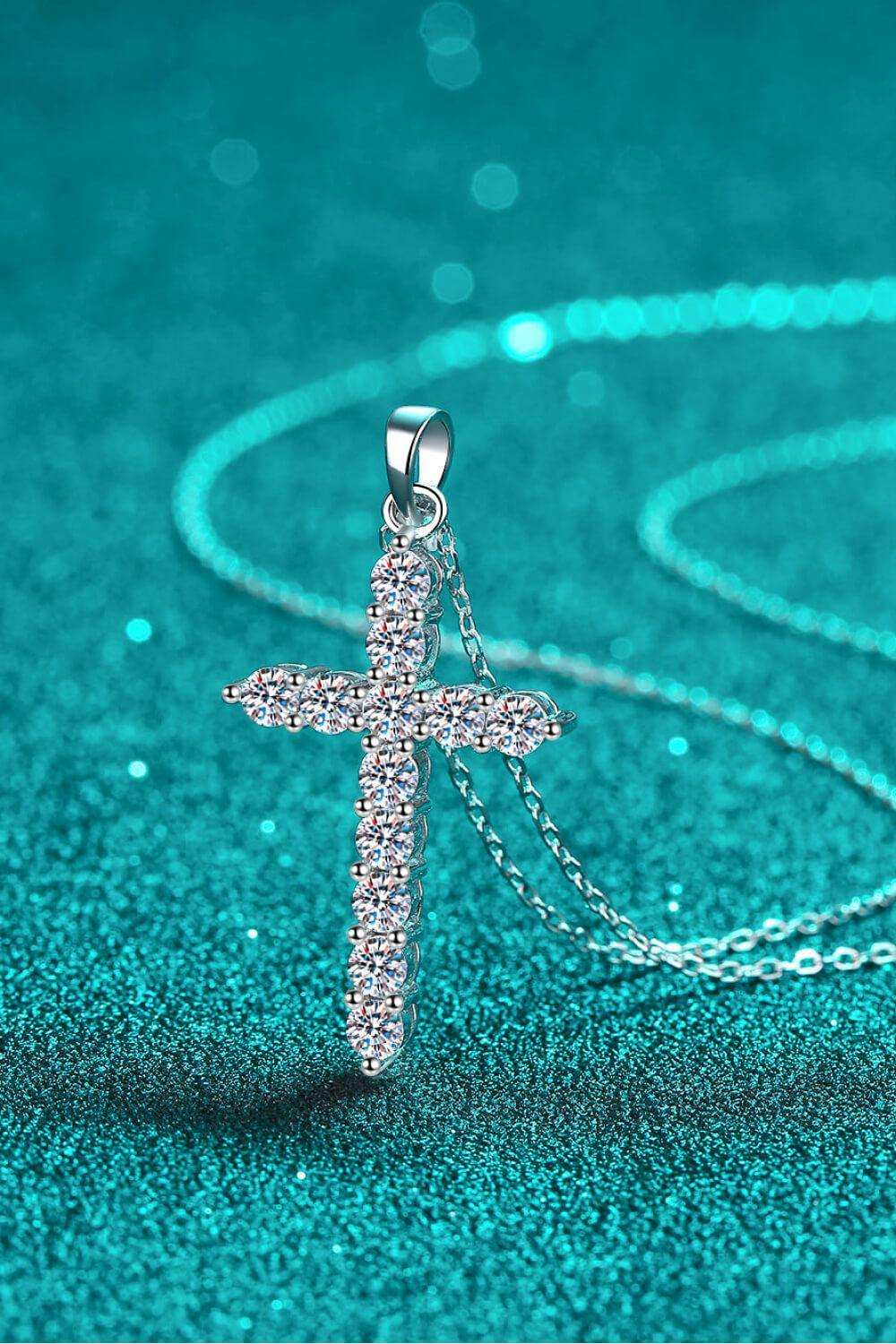 925 Sterling Silver Cross Moissanite Necklace - Trendsi - Flyclothing LLC
