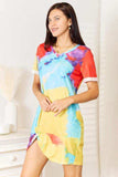 Double Take Tie-Dye V-Neck Twisted Dress - Trendsi - Flyclothing LLC