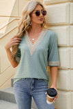 V-Neck Half Sleeve T-Shirt - Trendsi - Flyclothing LLC