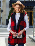 Plaid Hooded Vest - Trendsi - Flyclothing LLC