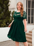 Plus Size Ruched Round Neck Short Sleeve Dress - Trendsi - Flyclothing LLC