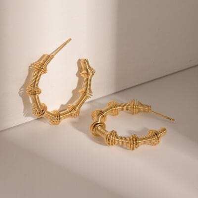 18K Gold-Plated Stainless Steel C-Hoop Earrings - Trendsi - Flyclothing LLC
