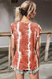 Tie-Dye Buttoned Flutter Sleeve Blouse - Trendsi - Flyclothing LLC