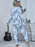 Tie-dye Round Neck Top and Drawstring Pants Lounge Set - Trendsi - Flyclothing LLC
