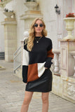 Color Block Round Neck Dropped Shoulder Sweater - Trendsi - Flyclothing LLC