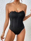 Strapless Sweetheart Neck Bodysuit - Trendsi - Flyclothing LLC