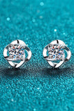 It's Your Day Moissanite Rhodium-Plated Stud Earrings - Trendsi - Flyclothing LLC