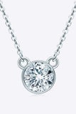925 Sterling Silver 1 Carat Moissanite Round Pendant Necklace - Trendsi - Flyclothing LLC