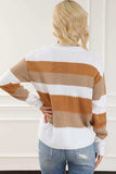 Striped Round Neck Long Sleeve Knit Top - Trendsi - Flyclothing LLC
