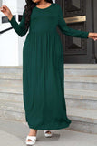 Plus Size Round Neck Long Sleeve Maxi Dress with Pockets - Trendsi - Flyclothing LLC
