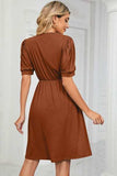 V-Neck Puff Sleeve Dress - Trendsi - Flyclothing LLC