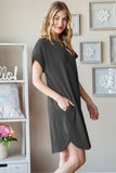 Heimish Full Size Ribbed Round Neck Short Sleeve Tee Dress - Trendsi - Flyclothing LLC
