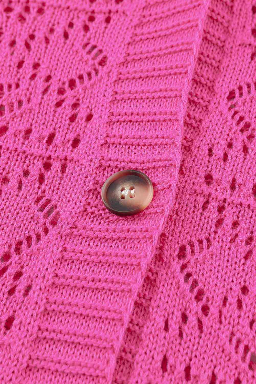 Openwork Button Down Cardigan - Trendsi - Flyclothing LLC