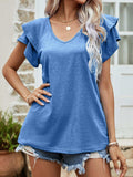 Layered Flutter Sleeve V-Neck Top - Trendsi - Flyclothing LLC