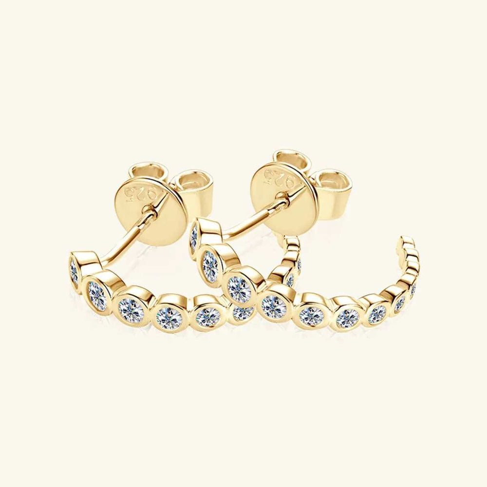 Inlaid Moissanite 925 Sterling Silver C-Hoop Earrings - Trendsi - Flyclothing LLC