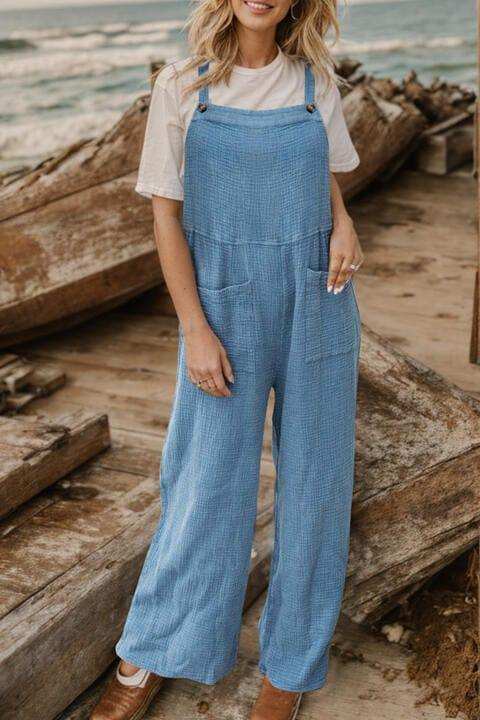 Full Size Wide Leg Front Pocket Jumpsuit - Trendsi - Flyclothing LLC