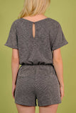 Round Neck Short Sleeve Romper with Pockets - Trendsi - Flyclothing LLC