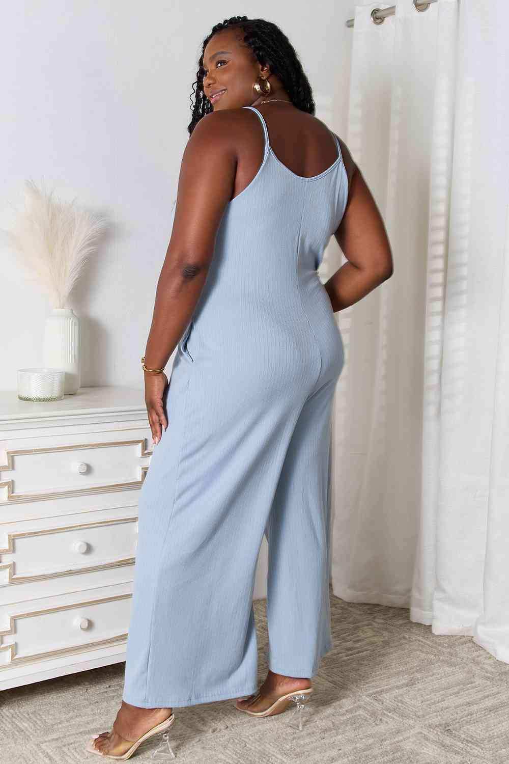 Basic Bae Full Size Spaghetti Strap V-Neck Jumpsuit - Trendsi - Flyclothing LLC