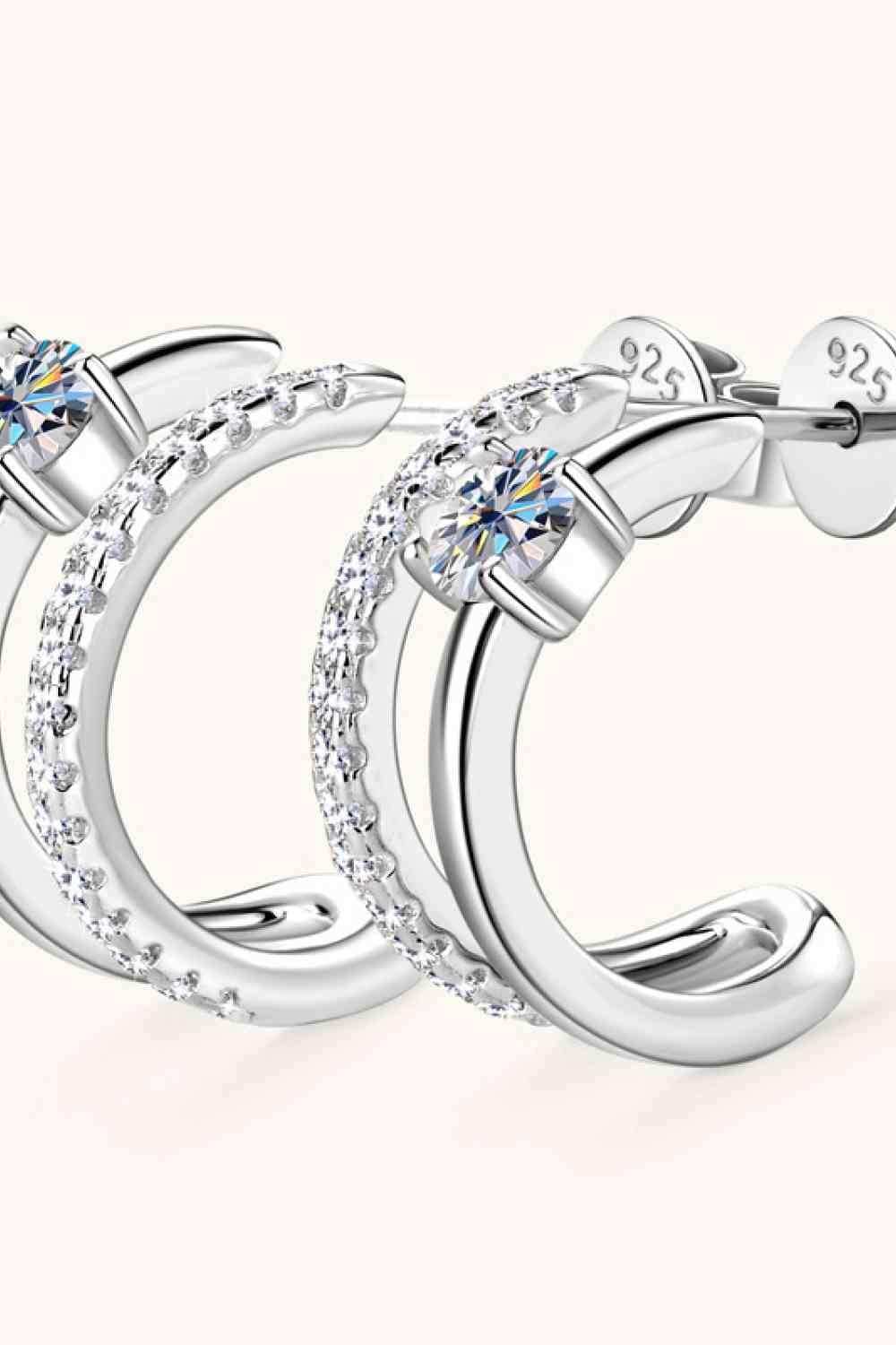 Moissanite 925 Sterling Silver C-Hoop Earrings - Trendsi - Flyclothing LLC