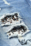 Leopard Distressed Pocketed Straight Jeans - Trendsi - Flyclothing LLC