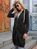 Full Size Zip-Up Longline Hoodie with Pockets - Trendsi - Flyclothing LLC