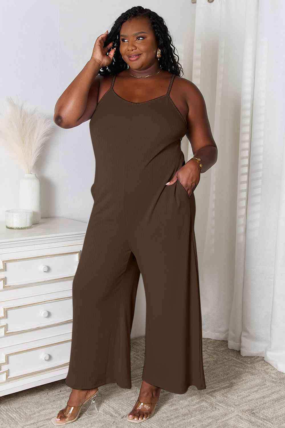 Basic Bae Full Size Spaghetti Strap V-Neck Jumpsuit - Trendsi - Flyclothing LLC