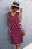 V-Neck Frill Trim Sleeveless Dress - Trendsi - Flyclothing LLC