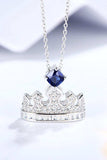 Zircon Lab-Grown Sapphire Crown Shape Pendant Necklace - Trendsi - Flyclothing LLC