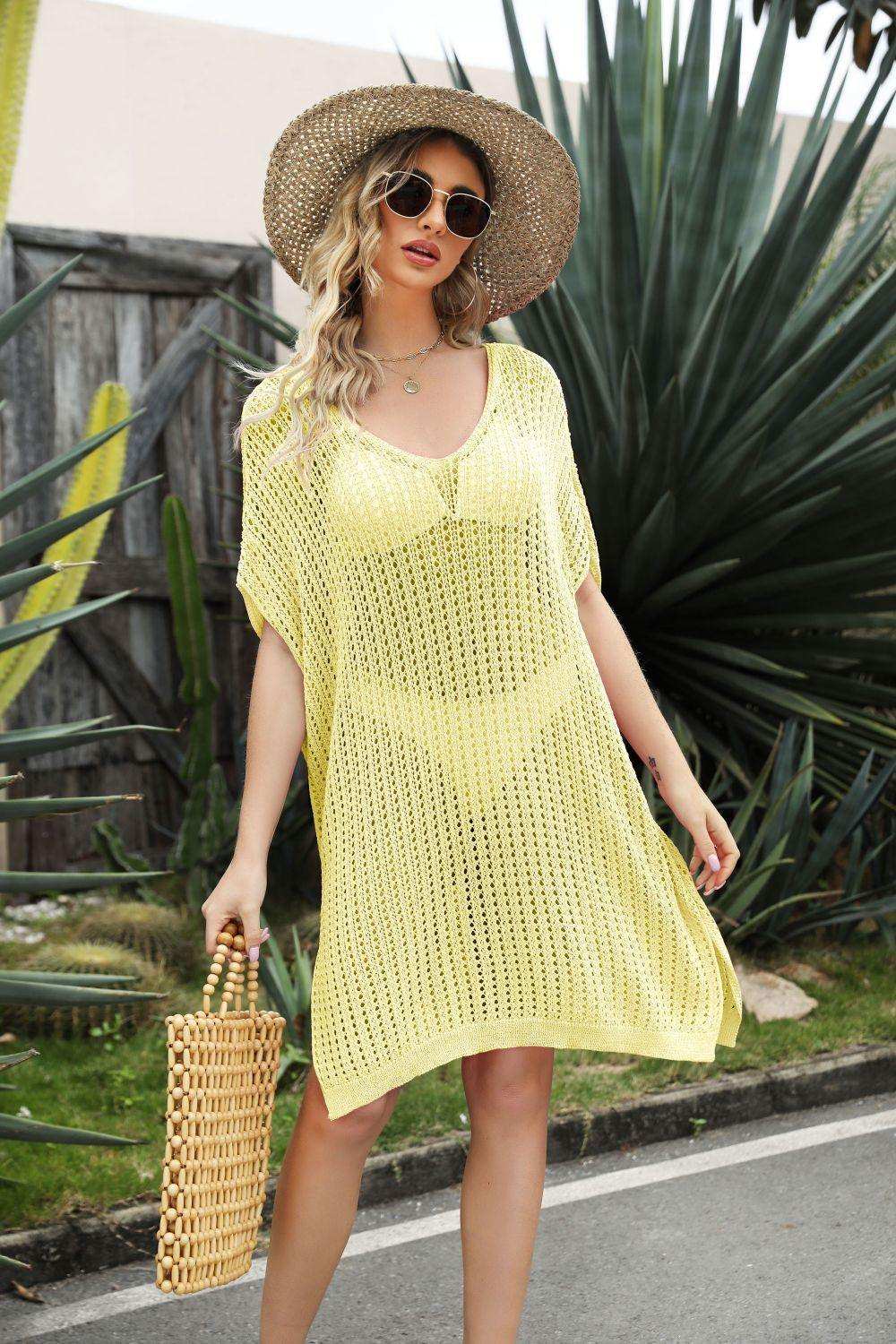 Openwork Side Slit Cover-Up Dress - Trendsi - Flyclothing LLC