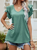 Layered Flutter Sleeve V-Neck Top - Trendsi - Flyclothing LLC
