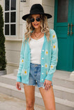 Daisy Pattern Button Front Cardigan - Trendsi - Flyclothing LLC