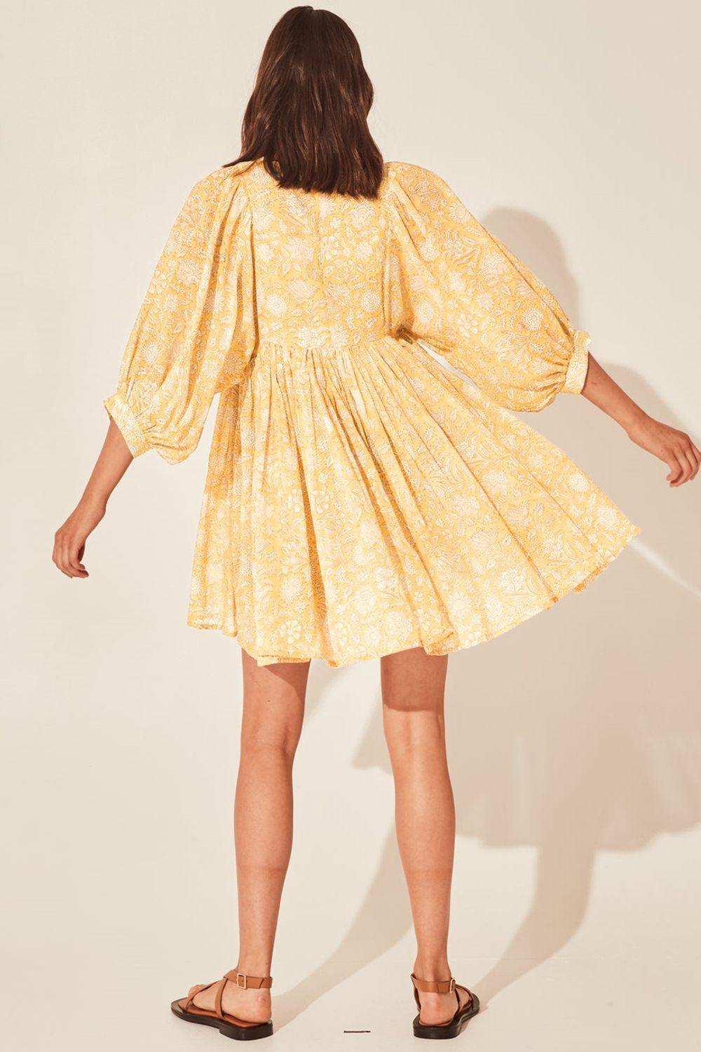 Floral Tie Neck Lantern Sleeve Dress - Trendsi - Flyclothing LLC