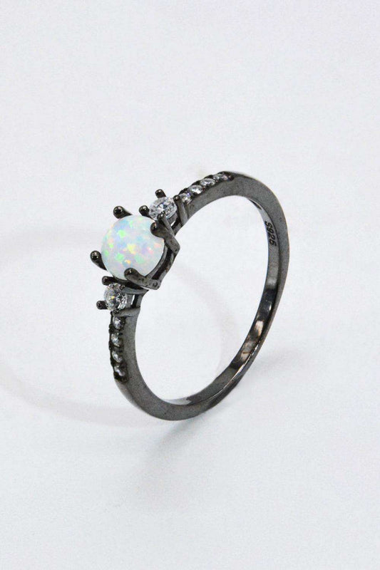 925 Sterling Silver Round Opal Ring - Trendsi - Flyclothing LLC