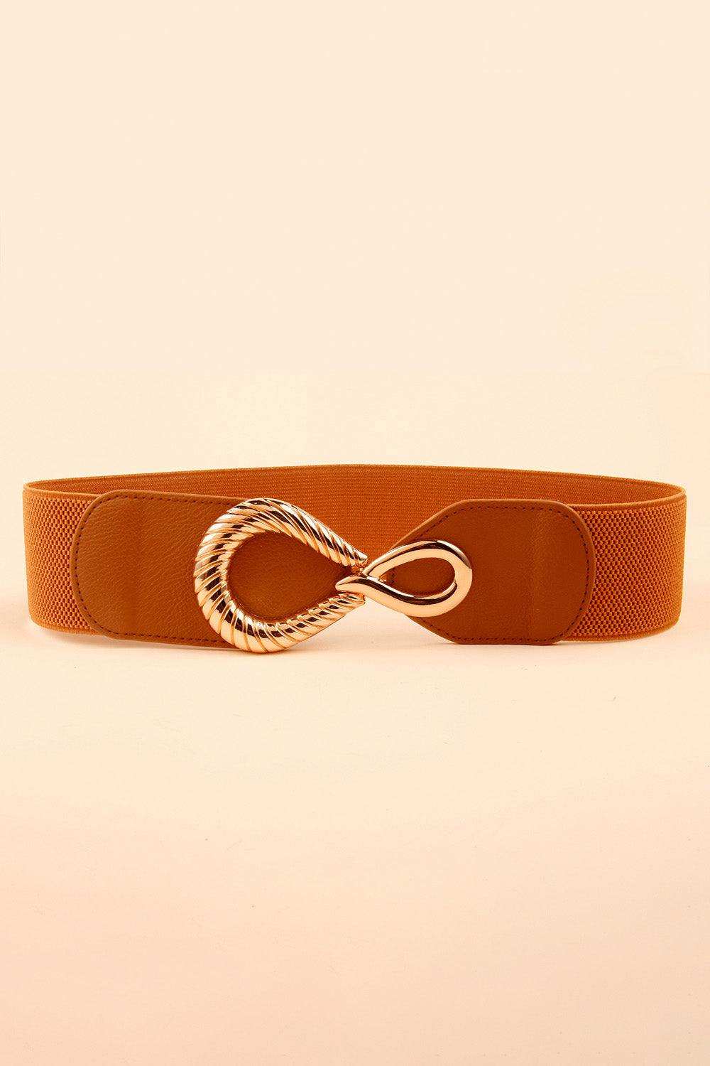 Ribbed Alloy Buckle Elastic Belt - Trendsi - Flyclothing LLC