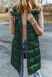Longline Hooded Sleeveless Puffer Vest - Trendsi - Flyclothing LLC