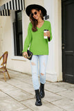 Drop Shoulder V-Neck Knit Pullover - Trendsi - Flyclothing LLC
