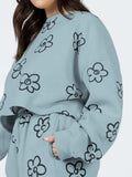 Floral Dropped Shoulder Sweatshirt and Shorts Set - Trendsi - Flyclothing LLC