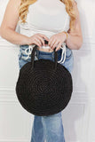 Justin Taylor Beach Date Straw Rattan Handbag in Black - Trendsi - Flyclothing LLC