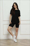 Round Neck Short Sleeve T-Shirt and Shorts Set - Trendsi - Flyclothing LLC