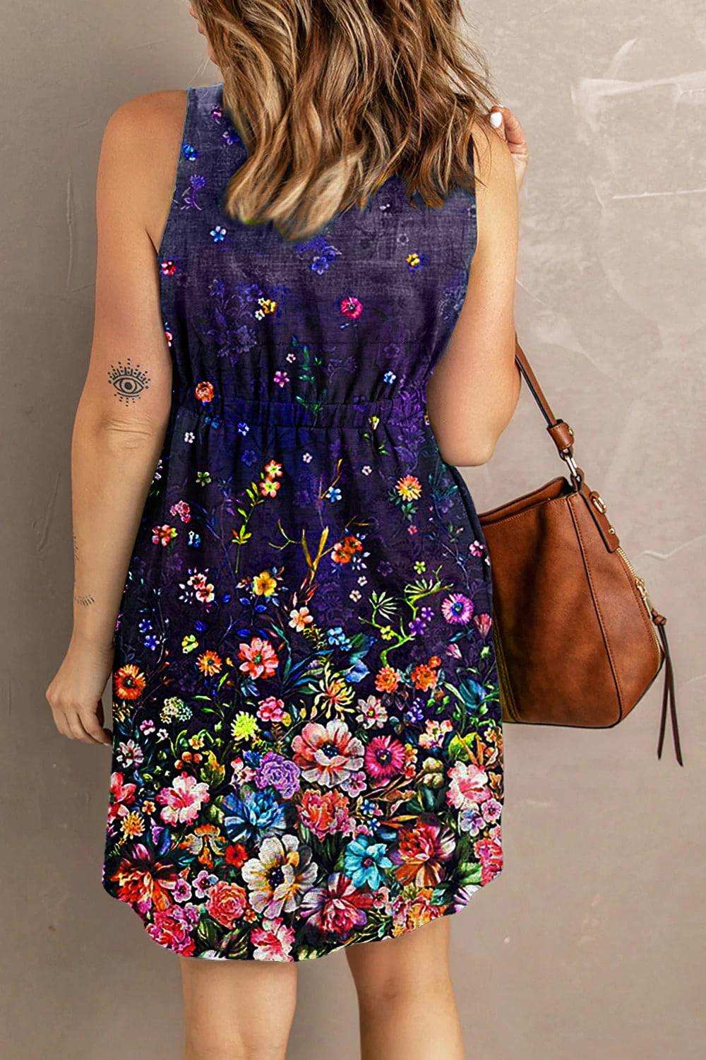 Double Take Scoop Neck Buttoned Sleeveless Magic Dress with Pockets - Trendsi - Flyclothing LLC