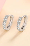 925 Sterling Silver Inlaid Moissanite Huggie Earrings - Trendsi - Flyclothing LLC