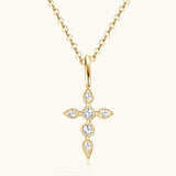 925 Sterling Silver Moissanite Cross Pendant Necklace - Trendsi - Flyclothing LLC