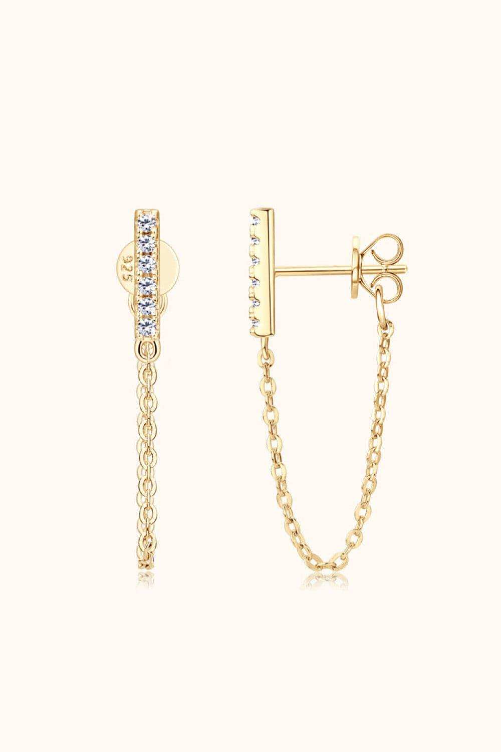 Moissanite 925 Sterling Silver Connected Earrings - Trendsi - Flyclothing LLC