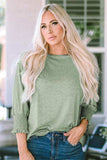Round Neck Three-Quarter Sleeve Top - Trendsi - Flyclothing LLC