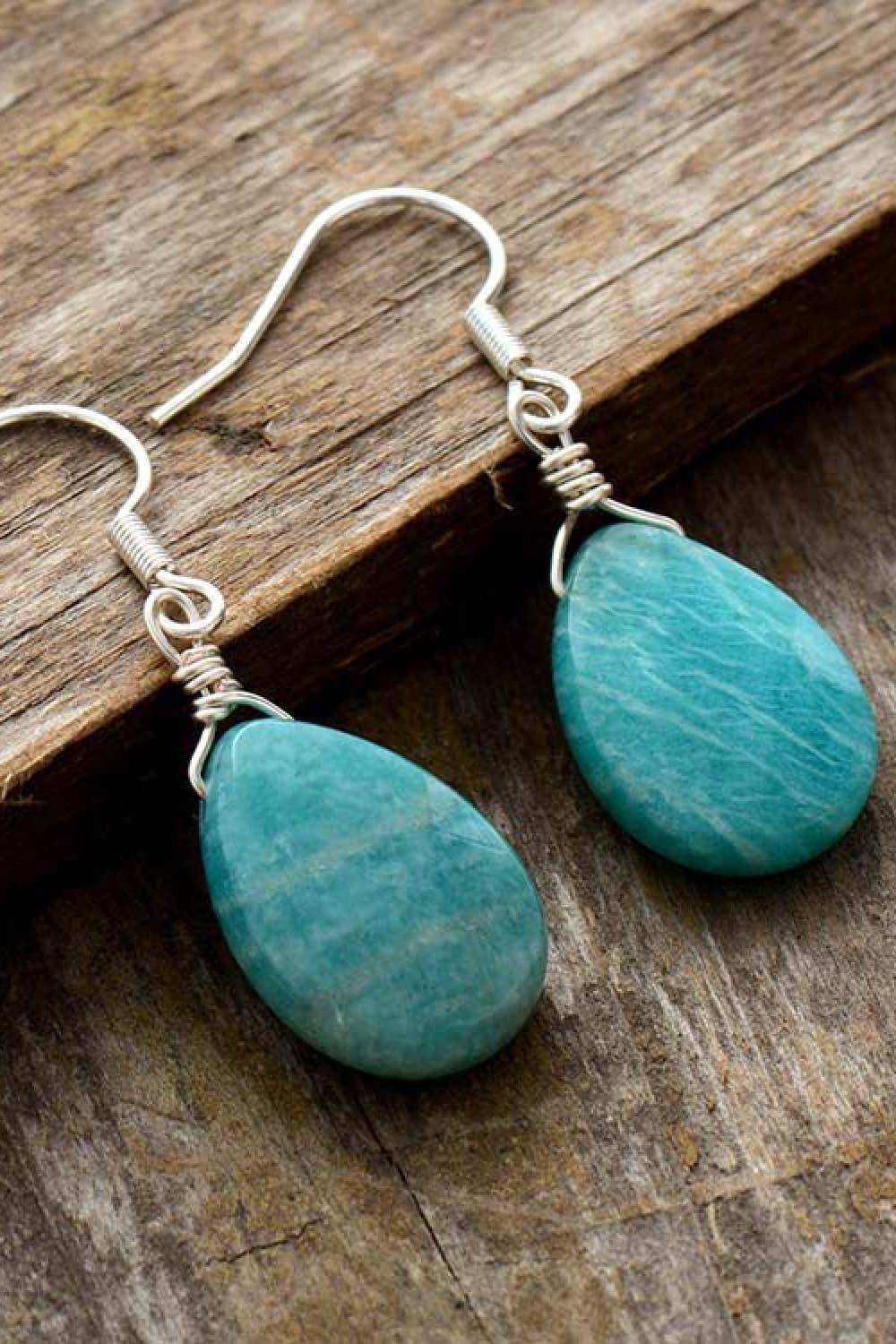 Handmade Natural Stone Teardrop Earrings - Trendsi - Flyclothing LLC