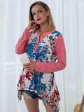 Full Size Floral Buttoned Notched Neck Top - Trendsi - Flyclothing LLC