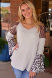 Leopard V-Neck Long Sleeve Top - Trendsi - Flyclothing LLC