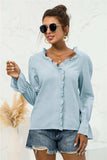 Frill Trim V-Neck Flounce Sleeve Shirt - Trendsi - Flyclothing LLC