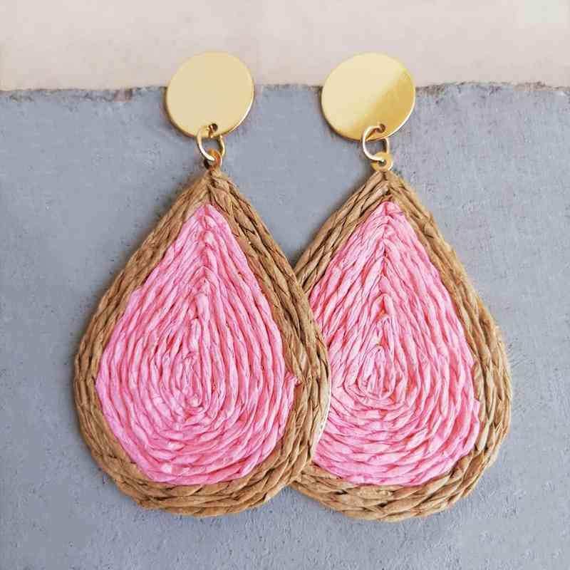Raffia Grass Teardrop Earrings - Trendsi - Flyclothing LLC