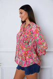 Floral Button Up Flounce Sleeve Shirt - Trendsi - Flyclothing LLC